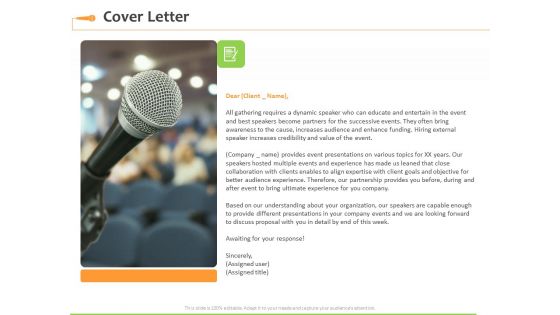 Speaking Engagement Cover Letter Ppt Pictures Aids PDF