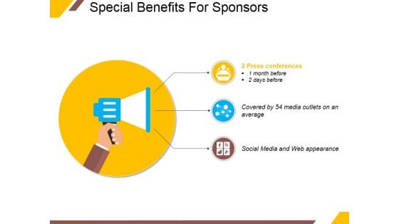 Special Benefits For Sponsors Ppt PowerPoint Presentation Summary Shapes