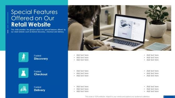 Special Features Offered On Our Retail Website Ppt Icon Example File PDF