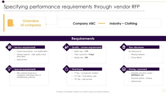 Specifying Performance Requirements Through Vendor RFP Sample PDF