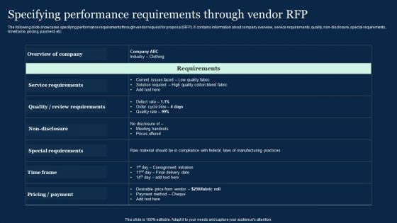 Specifying Performance Requirements Through Vendor Rfp Effective Vendor Management For Enhancing Brochure PDF