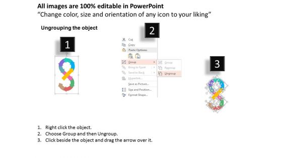 Spiral Arrow Design Text Boxes And Icons Powerpoint Template