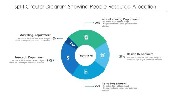 Split Circular Diagram Showing People Resource Allocation Ppt PowerPoint Presentation Outline Master Slide PDF