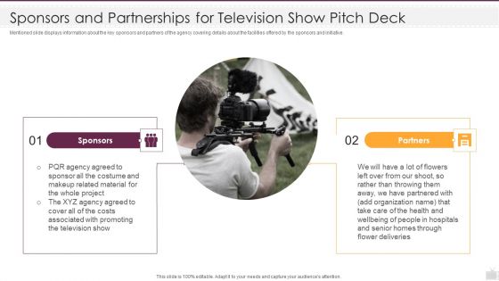 Sponsors And Partnerships For Television Show Pitch Deck Ppt Ideas Design Inspiration PDF