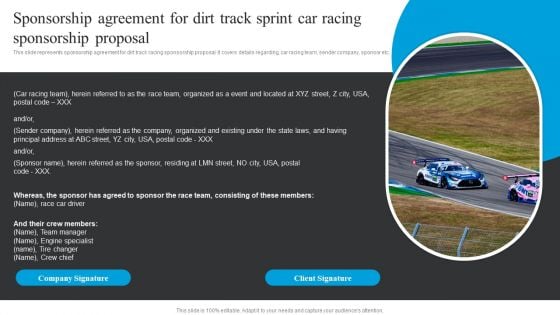 Sponsorship Agreement For Dirt Track Sprint Car Racing Sponsorship Proposal Themes PDF