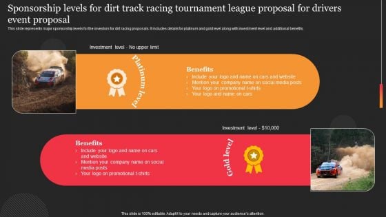 Sponsorship Levels For Dirt Track Racing Tournament League Proposal For Drivers Event Proposal Elements PDF