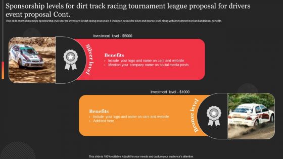 Sponsorship Levels For Dirt Track Racing Tournament League Proposal For Drivers Event Proposal Elements PDF