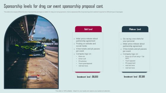Sponsorship Levels For Drag Car Event Sponsorship Proposal Guidelines PDF