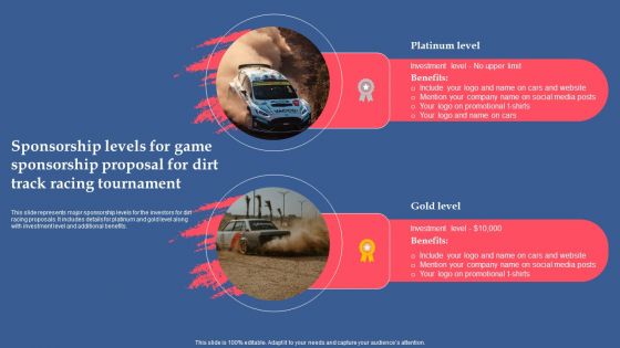 Sponsorship Levels For Game Sponsorship Proposal For Dirt Track Racing Tournament Pictures PDF