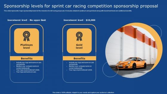 Sponsorship Levels For Sprint Car Racing Competition Sponsorship Proposal Background PDF