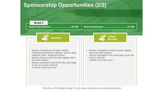Sponsorship Opportunities Template 4 Ppt PowerPoint Presentation Professional Skills