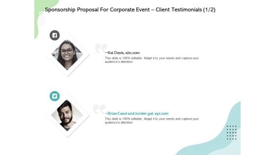 Sponsorship Proposal For Corporate Event Client Testimonials Communication Topics PDF