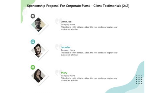 Sponsorship Proposal For Corporate Event Client Testimonials Teamwork Rules PDF