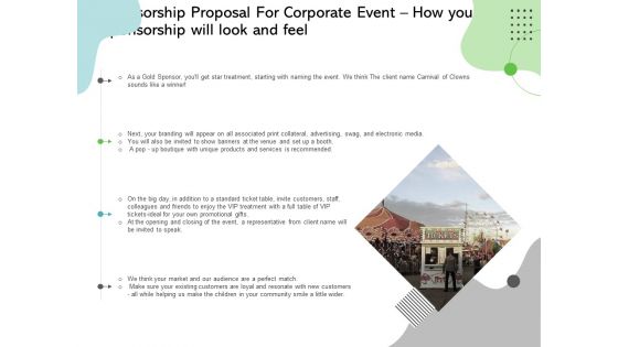 Sponsorship Proposal For Corporate Event How Your Sponsorship Will Look And Feel Slides PDF