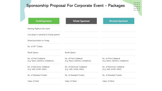 Sponsorship Proposal For Corporate Event Packages Ppt Outline Slides PDF