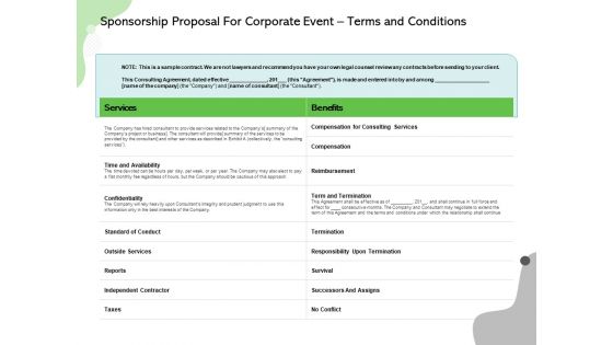 Sponsorship Proposal For Corporate Event Terms And Conditions Ppt Pictures Designs Download PDF