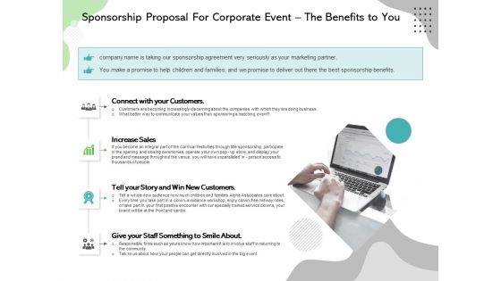 Sponsorship Proposal For Corporate Event The Benefits To You Ppt Slide PDF