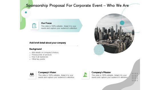 Sponsorship Proposal For Corporate Event Who We Are Ppt Ideas Maker PDF