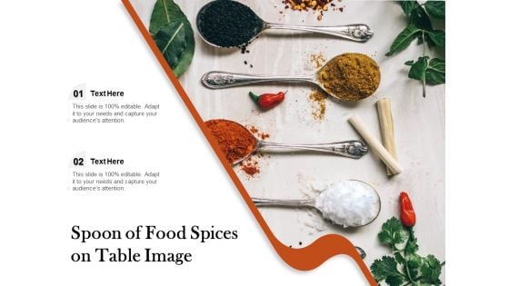 Spoon Of Food Spices On Table Image Ppt PowerPoint Presentation Diagram Images PDF