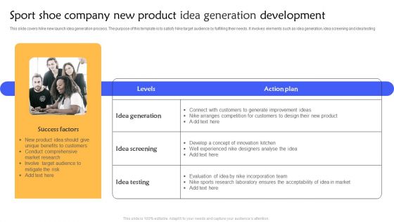 Sport Shoe Company New Product Idea Generation Development Ppt Professional Summary PDF