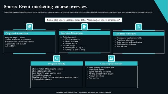 Sports Event Marketing Course Overview Graphics PDF Sports Event Marketing Course Overview Graphics PDF