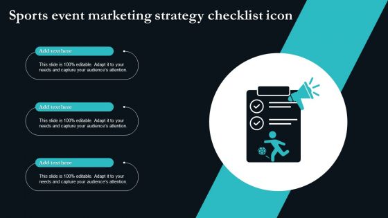 Sports Event Marketing Strategy Checklist Icon Summary PDF