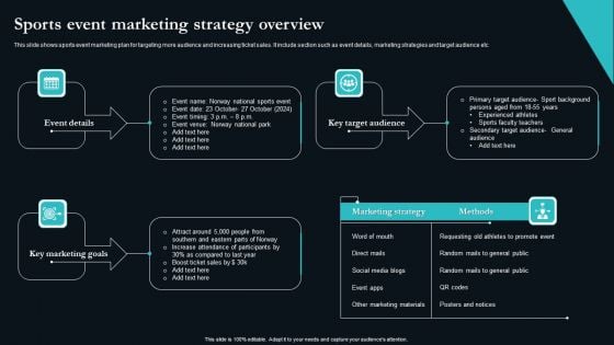 Sports Event Marketing Strategy Overview Mockup PDF