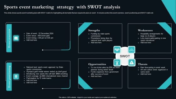 Sports Event Marketing Strategy With SWOT Analysis Structure PDF