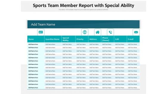 Sports Team Member Report With Special Ability Ppt PowerPoint Presentation Gallery Outfit PDF