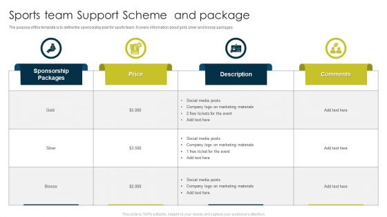 Sports Team Support Scheme And Package Ppt File Example Introduction PDF