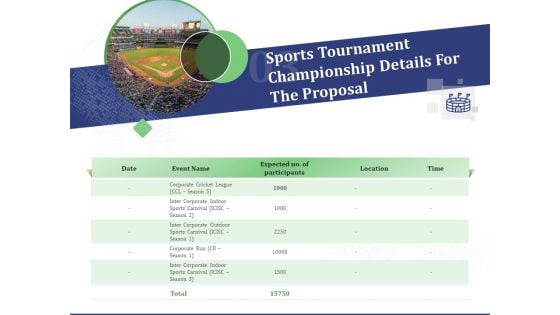 Sports Tournament Championship Details For The Proposal Ppt Inspiration Guidelines PDF