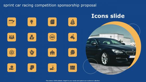 Sprint Car Racing Competition Sponsorship Proposal Icons Slides Clipart PDF