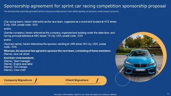 Sprint Car Racing Competition Sponsorship Proposal Ppt PowerPoint Presentation Complete Deck With Slides