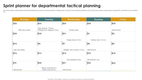 Sprint Planner For Departmental Tactical Planning Ppt Show Slides PDF Sprint Planner For Departmental Tactical Planning Ppt Show Slides PDF