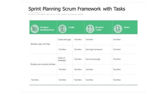 Sprint Planning Scrum Framework With Tasks Ppt PowerPoint Presentation File Slide Download