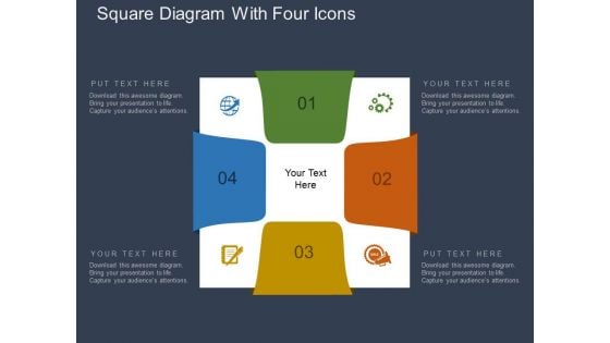 Square Diagram With Four Icons Powerpoint Template