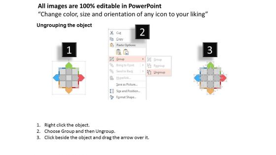 Square Icons Chart With Arrows Powerpoint Template