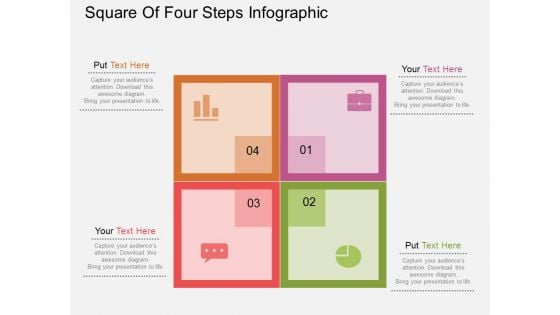 Square Of Four Steps Infographic Powerpoint Templates