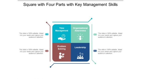 Square With Four Parts With Key Management Skills Ppt PowerPoint Presentation Outline Deck