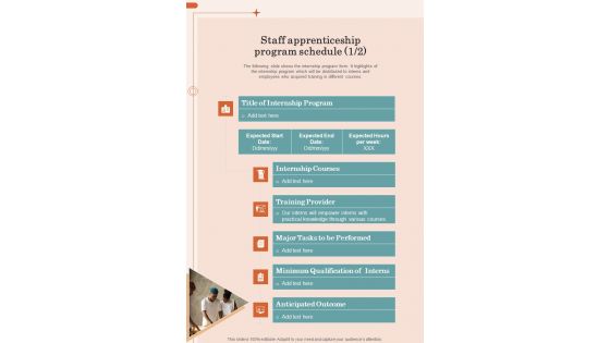 Staff Apprenticeship Program Schedule Proposal For Staff Apprenticeship Program One Pager Sample Example Document