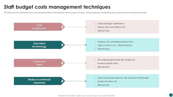 Staff Budget Costs Management Techniques Ppt PowerPoint Presentation File Background PDF