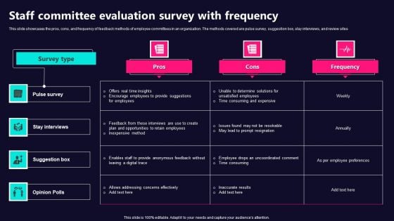 Staff Committee Evaluation Survey With Frequency Template PDF