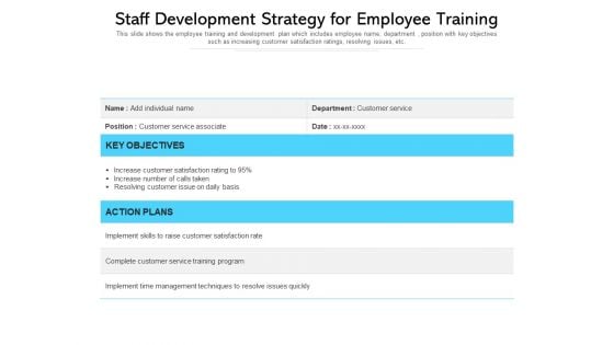 Staff Development Strategy For Employee Training Ppt PowerPoint Presentation Gallery Tips PDF