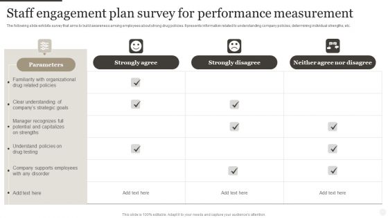 Staff Engagement Plan Survey For Performance Measurement Designs PDF