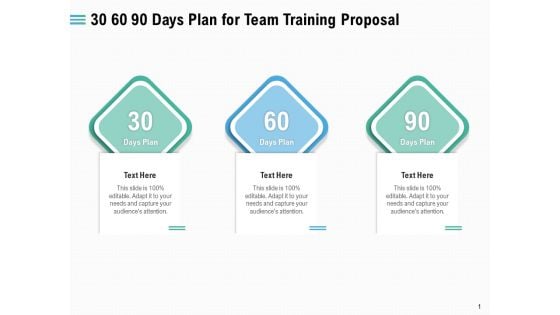 Staff Engagement Training And Development 30 60 90 Days Plan For Team Training Proposal Slides PDF