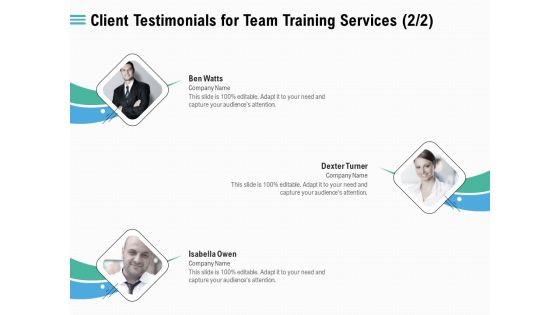 Staff Engagement Training And Development Client Testimonials For Team Training Services Planning Download PDF