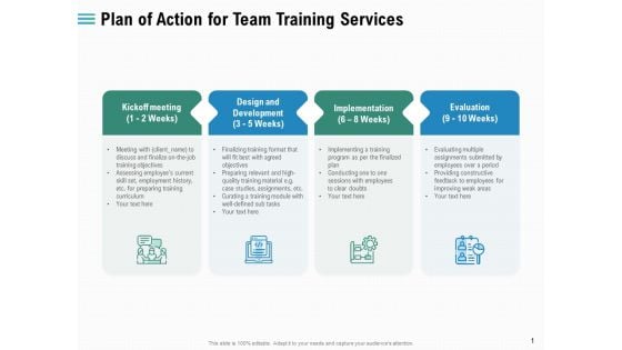 Staff Engagement Training And Development Plan Of Action For Team Training Services Inspiration PDF