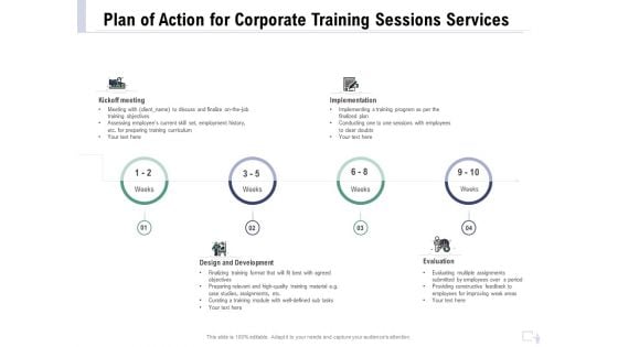 Staff Engagement Training And Development Proposal Plan Of Action For Corporate Training Sessions Services Brochure PDF