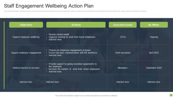 Staff Engagement Wellbeing Action Plan Designs PDF