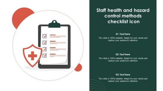 Staff Health And Hazard Control Methods Checklist Icon Ppt Infographic Template Example File
